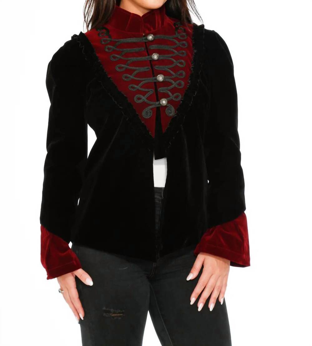 NEW ORCHID BLOOM gothic velvet jacket in black/red
